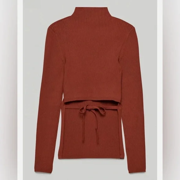 Babaton Aritzia Ambrosia Sculpt Knit Tie-Back Longsleeve - Rich Copper - Medium - Picture 4 of 14